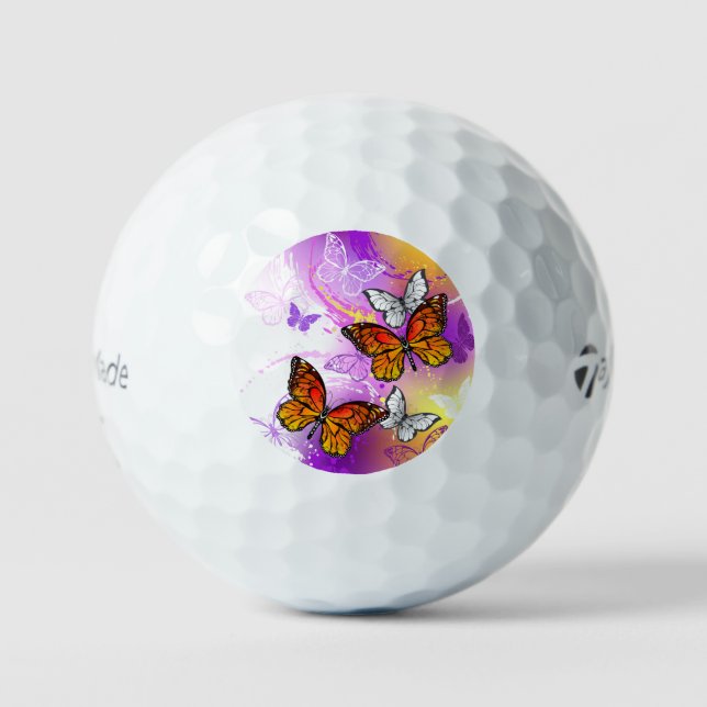 Monarch Butterflies on Purple Background Golf Balls (Front)