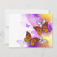 Monarch Butterflies on Purple Background