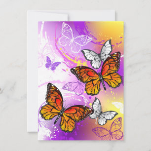Monarch Butterflies on Purple Background Holiday Card