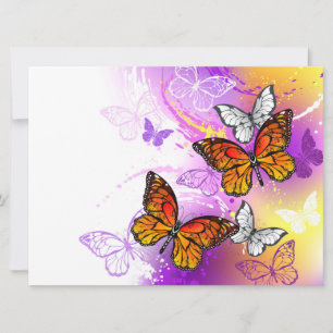 Monarch Butterflies on Purple Background Invitation