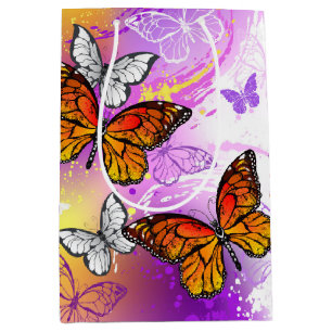 Monarch Butterflies on Purple Background Medium Gift Bag