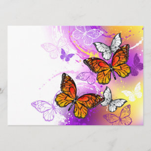 Monarch Butterflies on Purple Background Menu