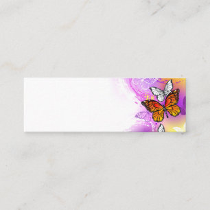 Monarch Butterflies on Purple Background Mini Business Card