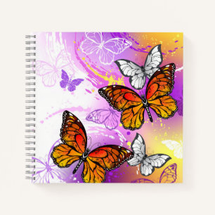 Monarch Butterflies on Purple Background Notebook