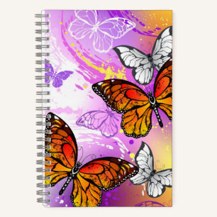 Monarch Butterflies on Purple Background Notebook