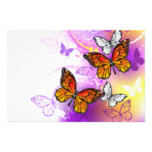 Monarch Butterflies on Purple Background Photo Print