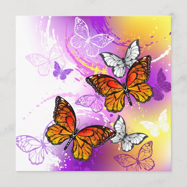 Monarch Butterflies on Purple Background Programme (Front)