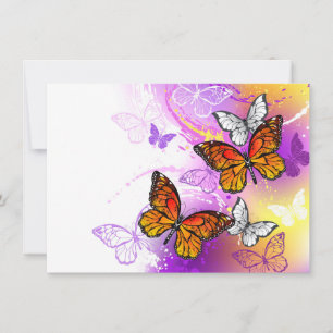 Monarch Butterflies on Purple Background Save The Date
