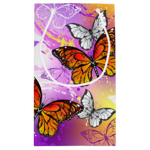 Monarch Butterflies on Purple Background Small Gift Bag