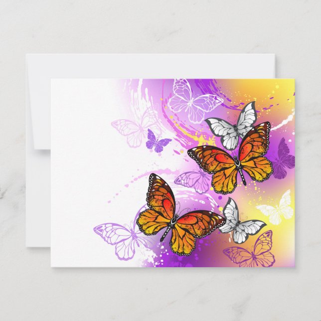 Monarch Butterflies on Purple Background Thank You Card (Front)