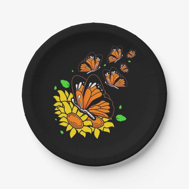 Monarch Butterflies Paper Plate (Front)