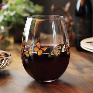 Monarch Butterflies Stemless Wine Glass