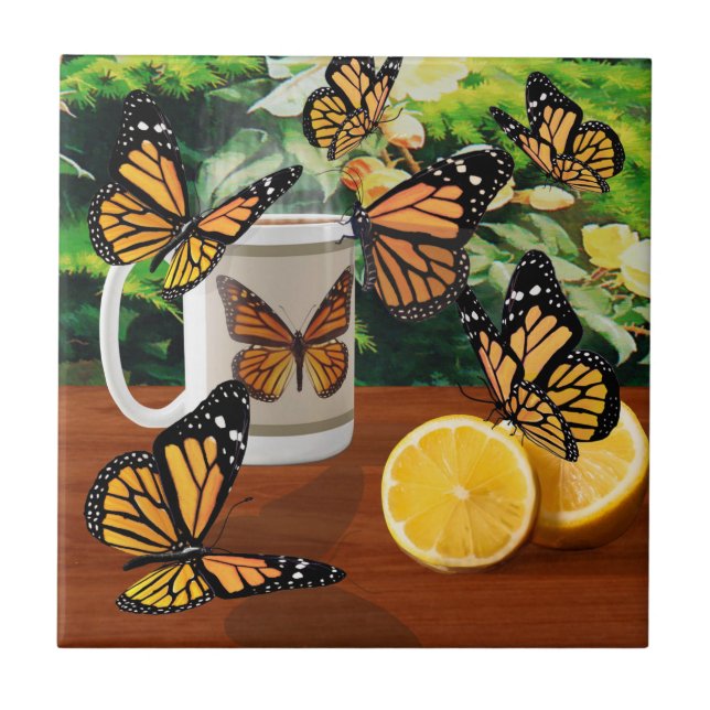 Monarch Butterflies Tea Party Tile (Front)