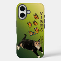 Monarch Butterflies With Calico Cat- VIBES UP