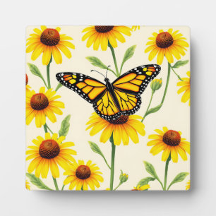 Monarch Butterflies Yellow Daisies Pattern Plaque