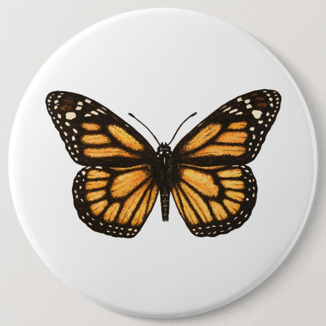 Monarch butterfly 6 cm round badge (Front)