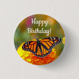 Monarch Butterfly 9560 Birthday 3 Cm Round Badge