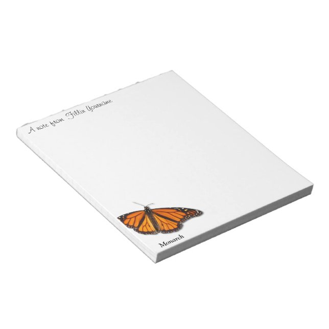 Monarch Butterfly "A note from..." notepad (Angled)