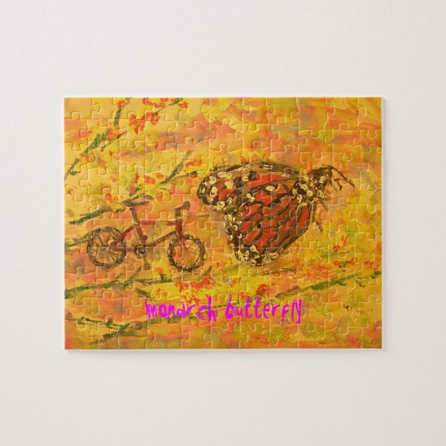 monarch butterfly and bicycle art jigsaw puzzle (Horizontal)