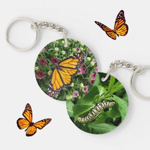 Monarch Butterfly and Caterpillar Photographic Key Ring