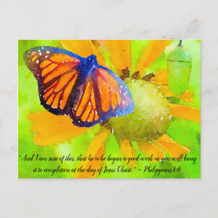 Monarch Butterfly and Chrysalis Philippians 1:6 Postcard