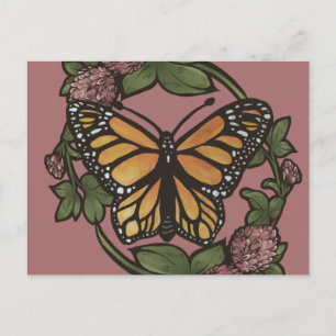 Monarch Butterfly and Clover                       Postcard