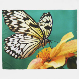 Monarch Butterfly And Orange Flower Fleece Blanket