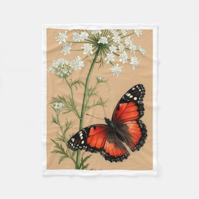 Monarch Butterfly and Wildflowers Fleece Blanket (Front)