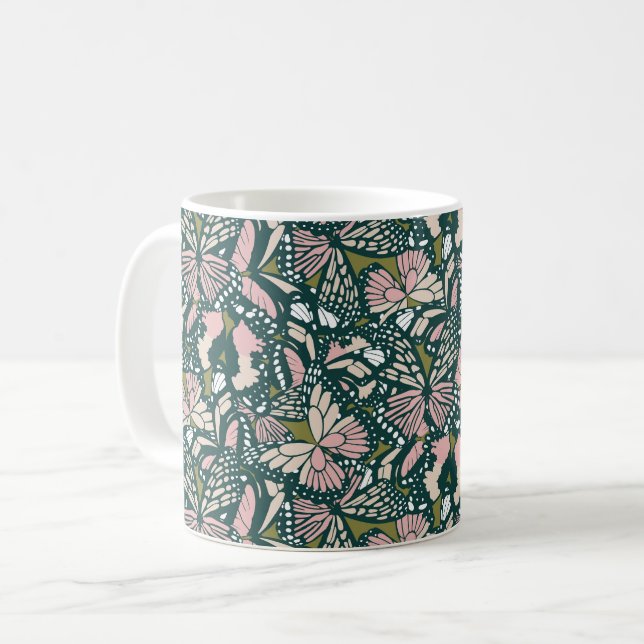 Monarch butterfly animal print 3 coffee mug (Front Left)