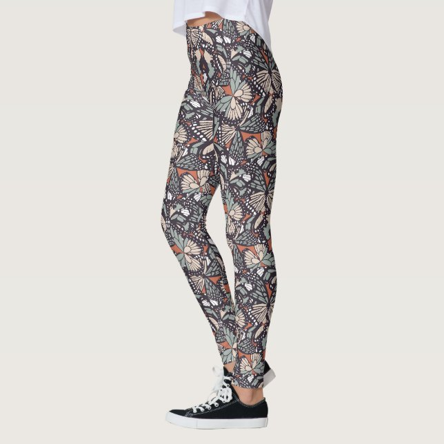 Monarch butterfly animal print leggings (Left)