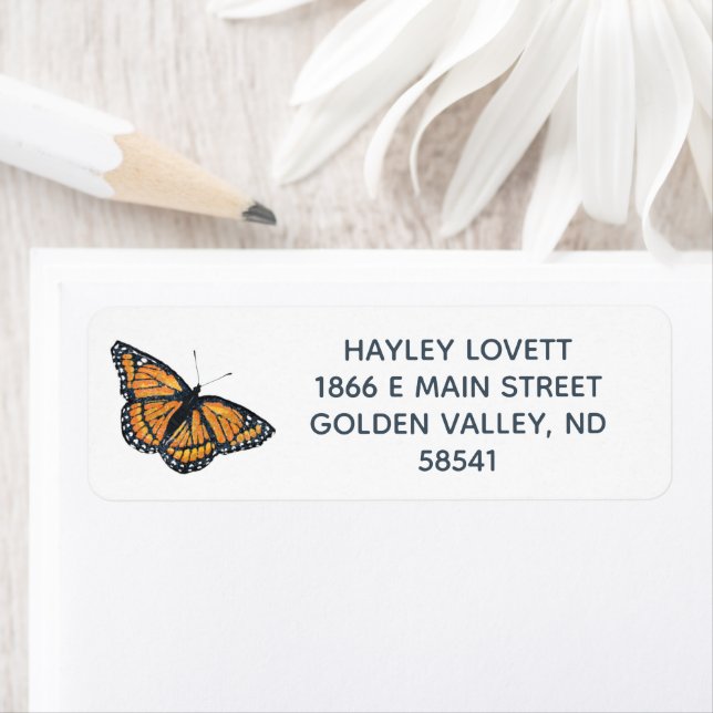 Monarch Butterfly Art Return Address Label (Insitu)