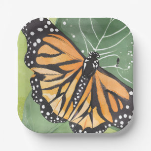 Monarch Butterfly   Beautiful Watercolor Paper Plate