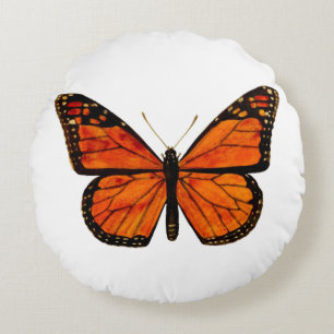 Monarch butterfly (BLUE  BKGRD) Round Cushion