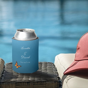 Monarch Butterfly Blue Ombre Can Cooler