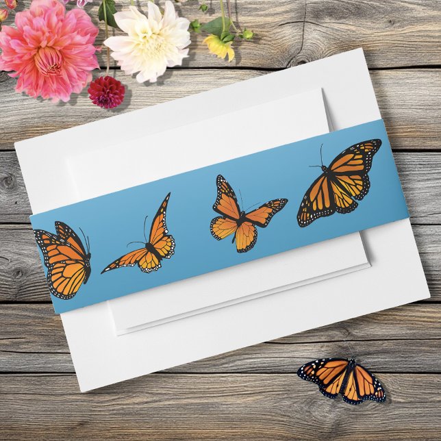 Monarch Butterfly Blue Ombre Invitation Belly Band (Creator Uploaded)