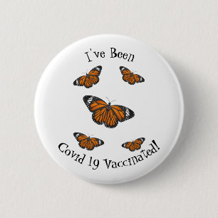 Monarch butterfly cartoon illustration 6 cm round badge