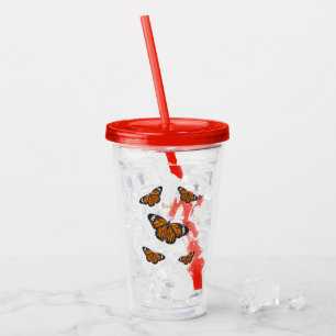 Monarch butterfly cartoon illustration acrylic tumbler