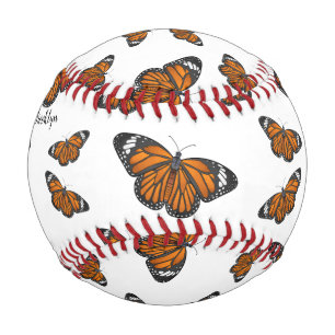 Monarch butterfly cartoon illustration baseball