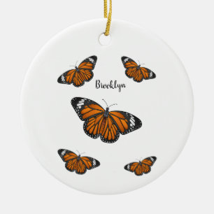 Monarch butterfly cartoon illustration ceramic tree decoration