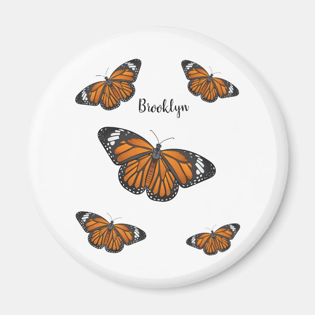 Monarch butterfly cartoon illustration  magnet (Front)