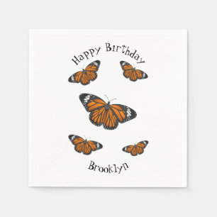 Monarch butterfly cartoon illustration napkin