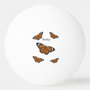 Monarch butterfly cartoon illustration ping pong ball