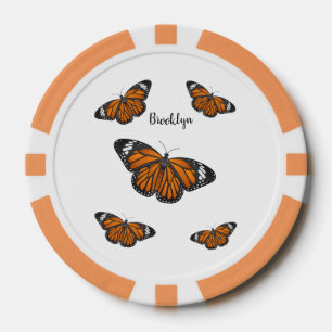 Monarch butterfly cartoon illustration poker chips