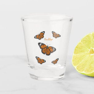 Monarch butterfly cartoon illustration  shot glass