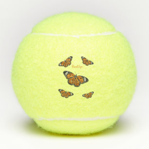 Monarch butterfly cartoon illustration tennis balls