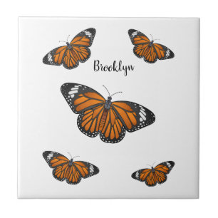 Monarch butterfly cartoon illustration tile