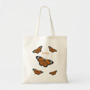 Monarch butterfly cartoon illustration tote bag