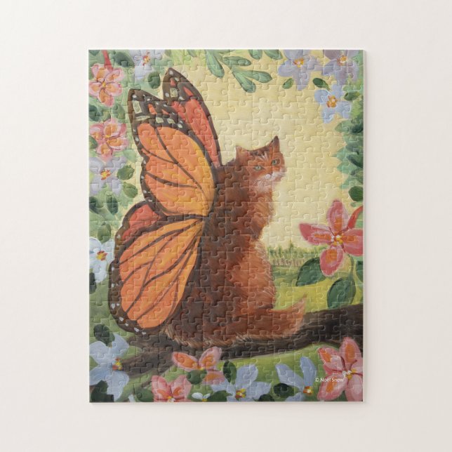 Monarch Butterfly Cat in Meadow Jigsaw Puzzle (Vertical)