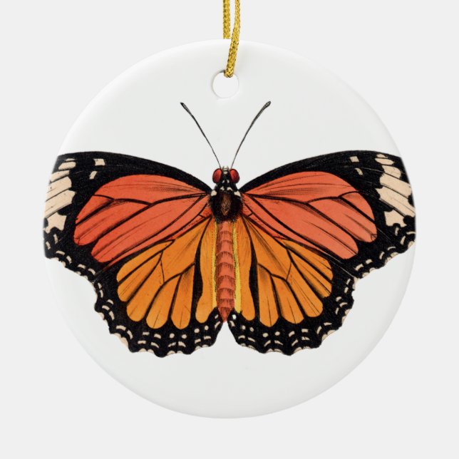 Monarch Butterfly Ceramic Tree Decoration (Front)