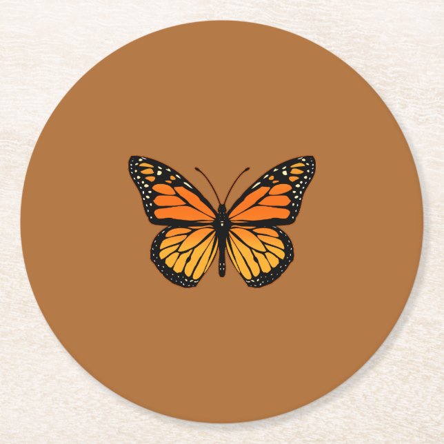 Monarch Butterfly Colors Round Paper Coaster (Front)